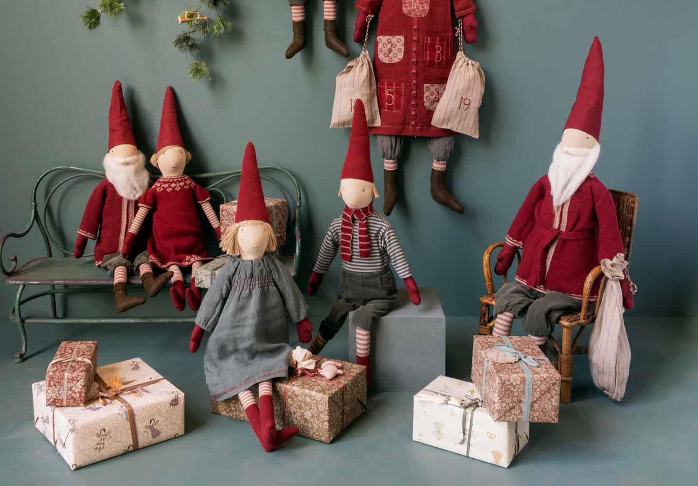 Wackelfiguren, Weihnachtliche Figuren - Gnome, Wichtel und Tiere, Weihnachtsdeko
