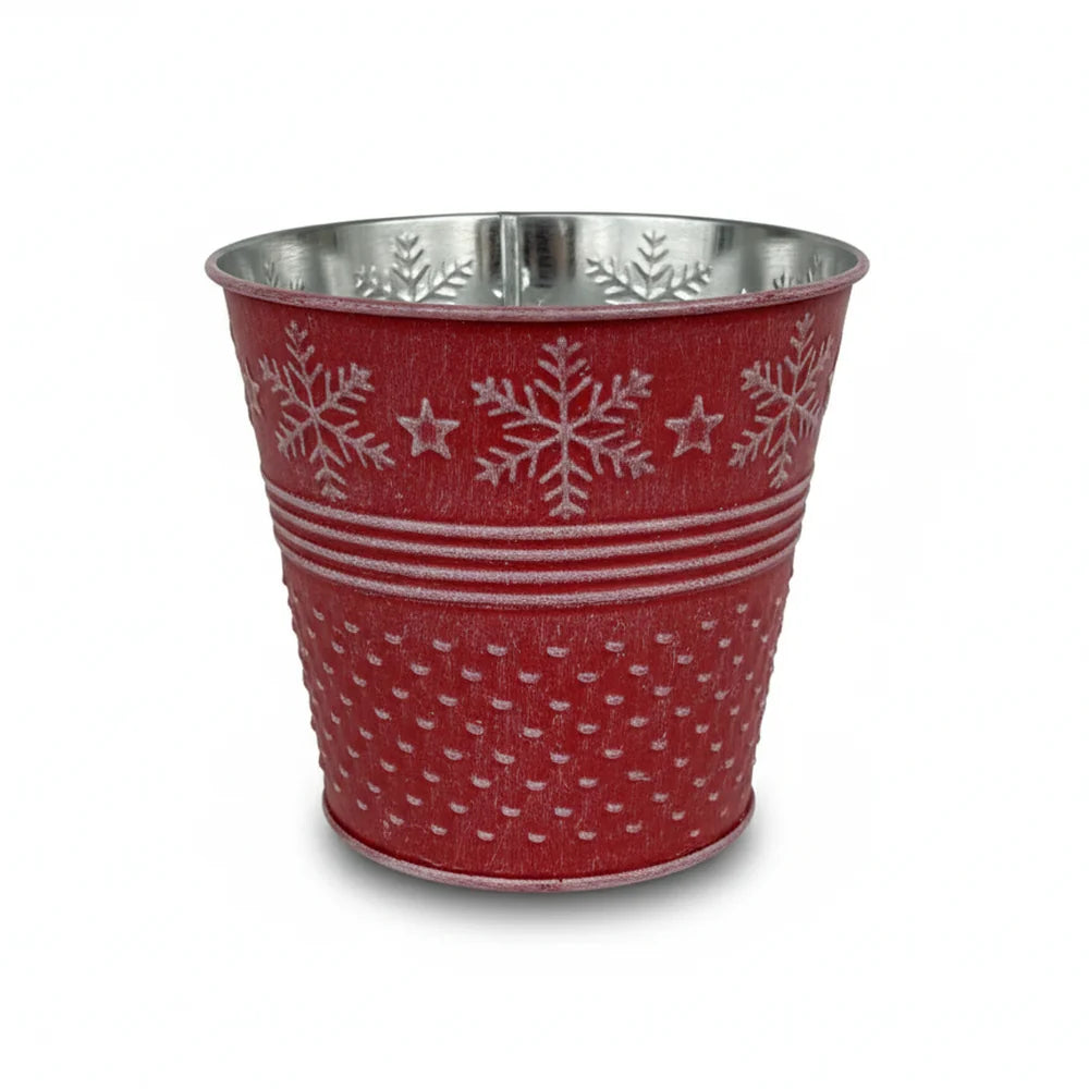 Weihnachts Übertopf Metall Rot – Nostalgischer Charme – Alsaba