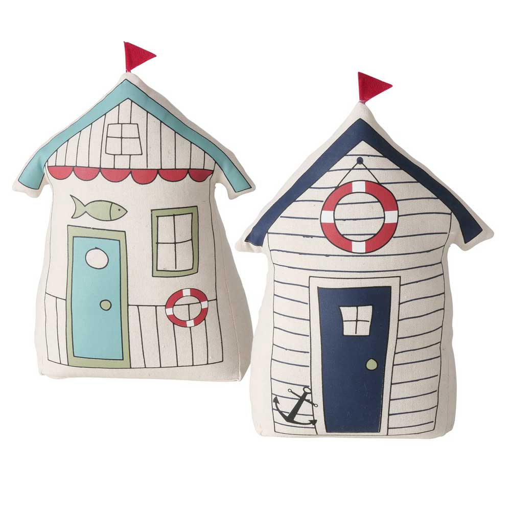 Zwei Boltze – Türstopper Beachhouse im Stil von Strandhäusern mit nautischen Motiven.