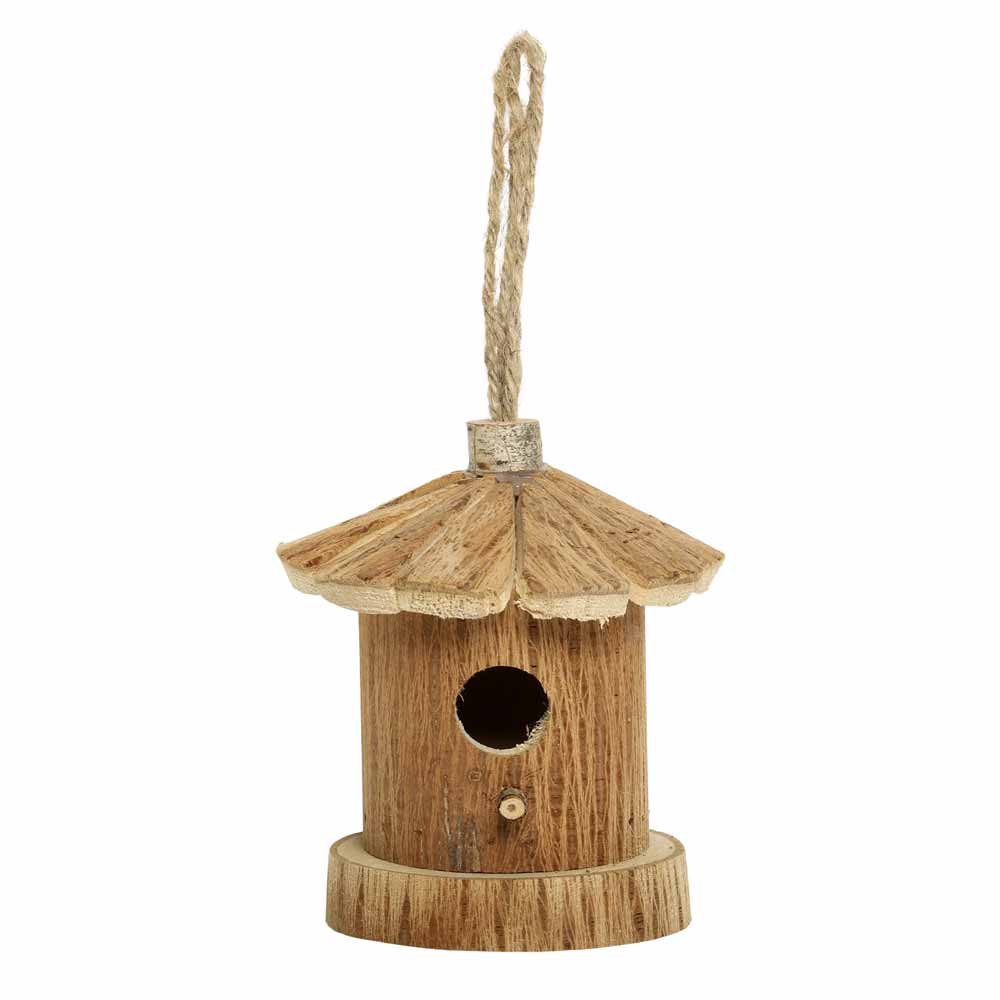 Glitzhome Vogelhaus Aus Holz Im Used-Look – Mit Aufhänger, 21x12x22 Cm | Gartendeko & Vogel-Futterhaus