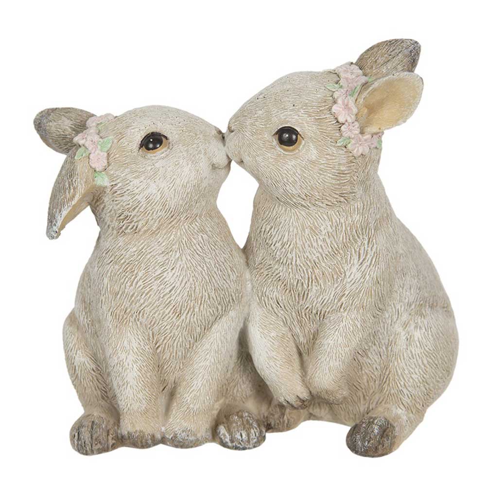 Zwei Clayre & Eef - Hasen Kuss küssen sich auf weißem Hintergrund.