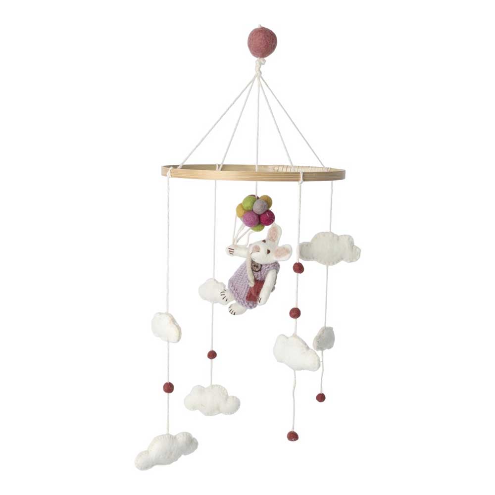 Gry & Sif - Baby Mobile Hase Mädchen mit Luftballons