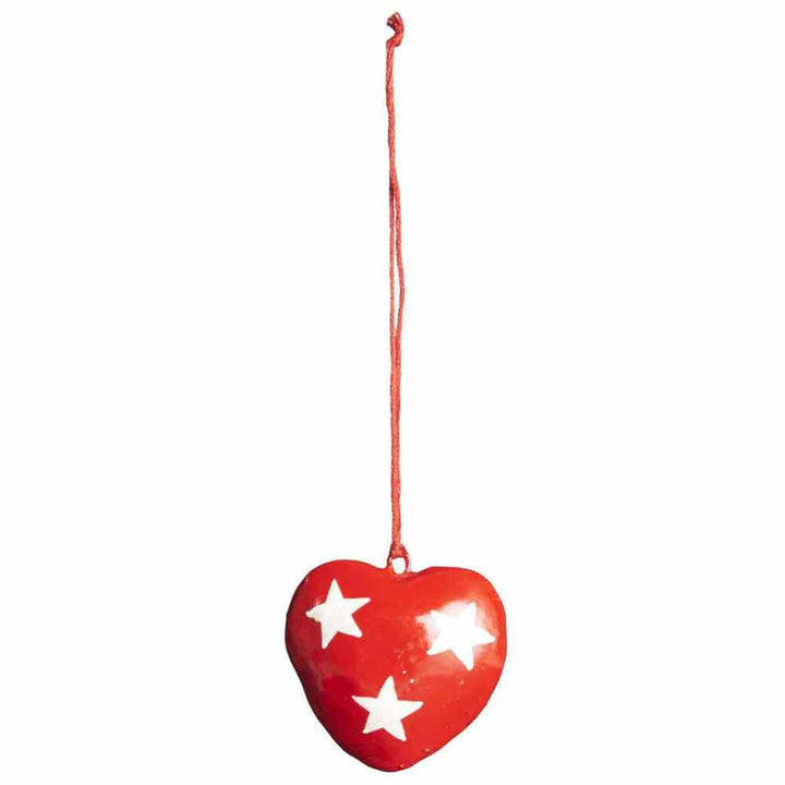 Ib Laursen - Herz für Tannenbaum in rot mit weissen Sternen klein
