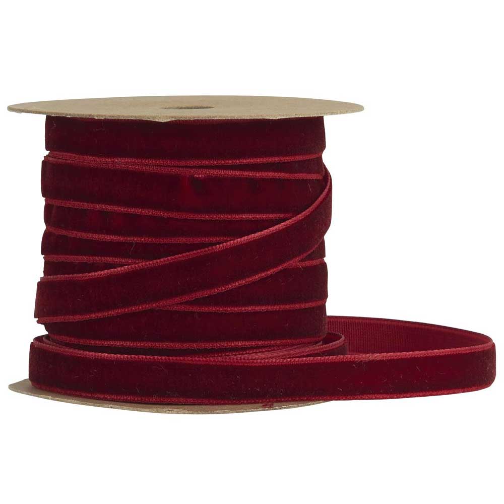 Eine Spule Ib Laursen - Veloursband auf Spule 10 m bordeauxfarbenes Band.