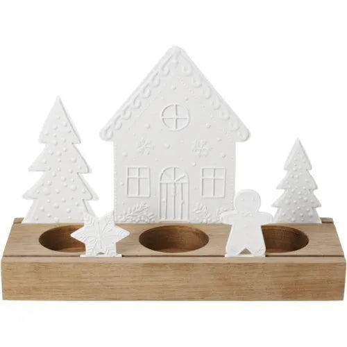 Räder Teelichthalter Lichtszene Lebkuchendorf Holz und Keramik