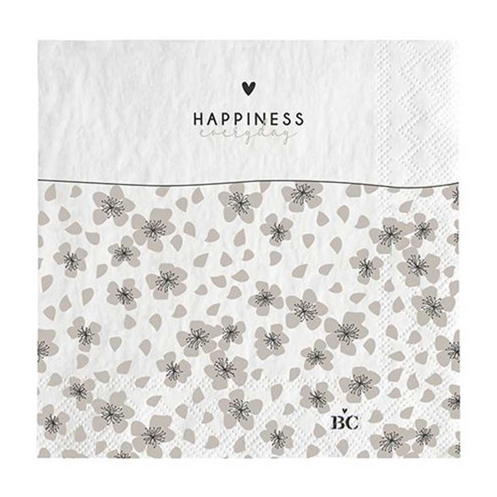 A Bastion Collections - Papierservietten Happiness Everyday 20 Stück mit dem Wort Happiness darauf.