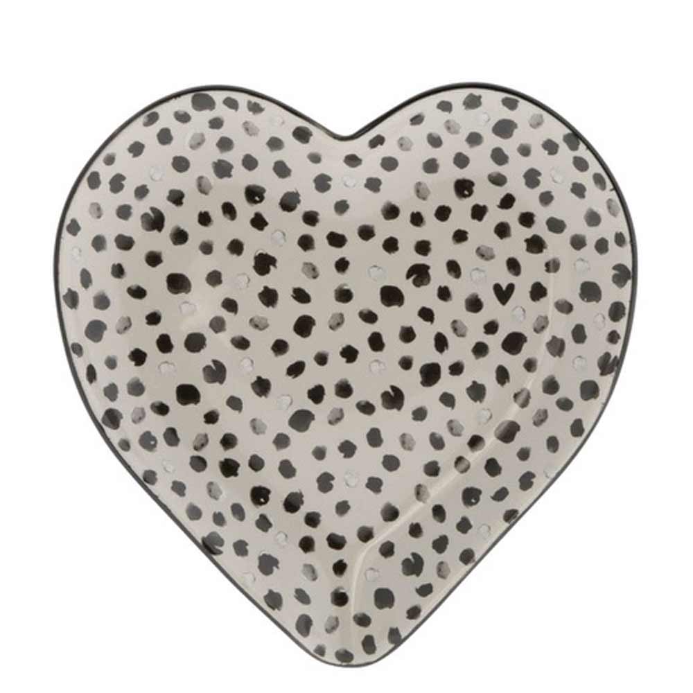 A Bastion Collections – Löffelhalter Herzform Titane Konfetti mit schwarzen und weißen Punkten, perfekt für die Küche.