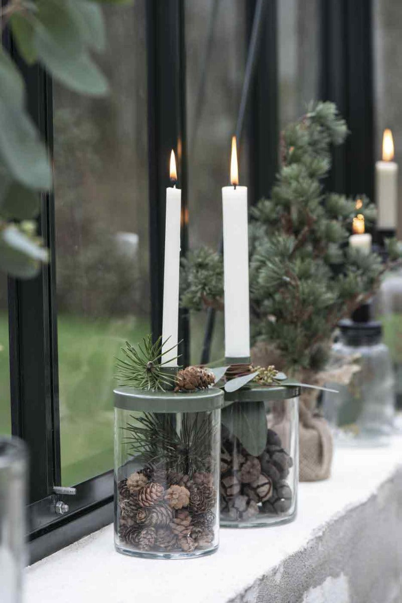 Ib Laursen - Kerzenhalter für Tannenbaumkerzen Metalldeckel grün