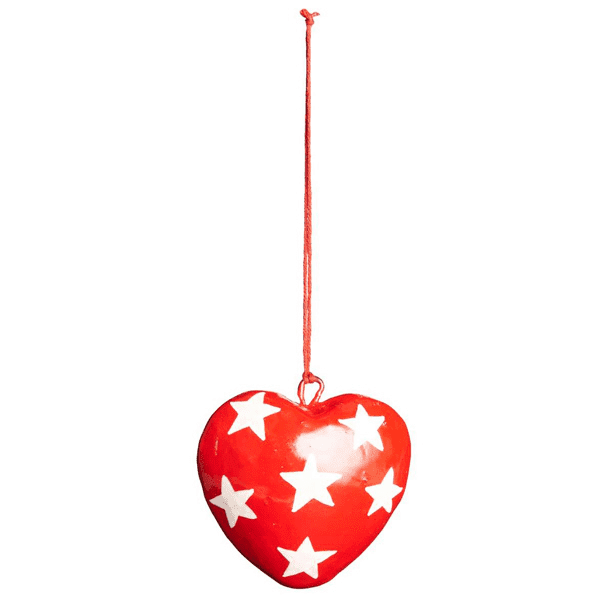 Ib Laursen - Herz für Tannenbaum in rot mit Sternen groß