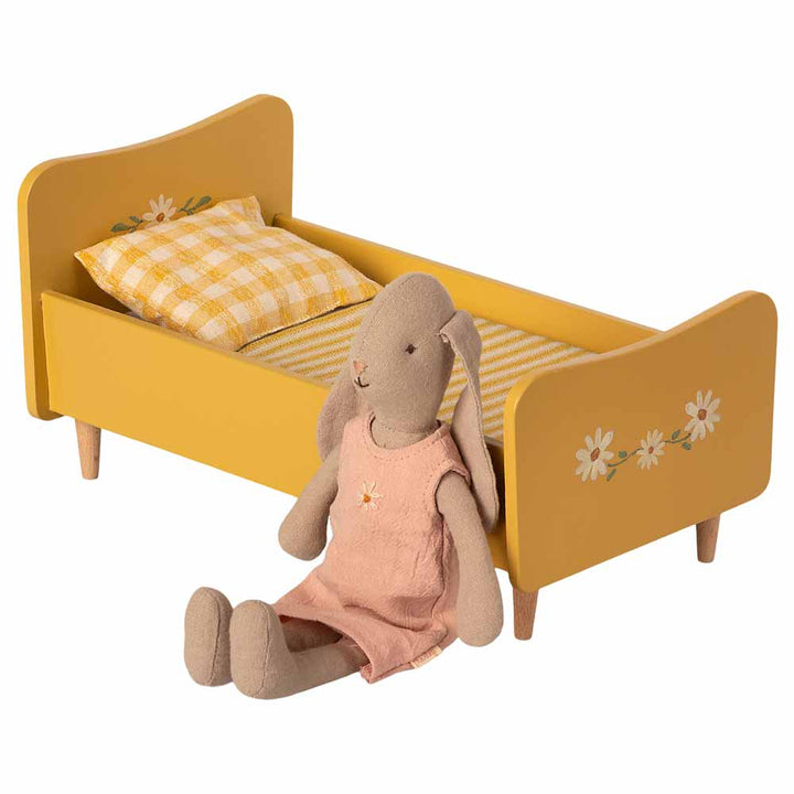 Maileg - Puppenhaus Bett aus Holz Mini gelb