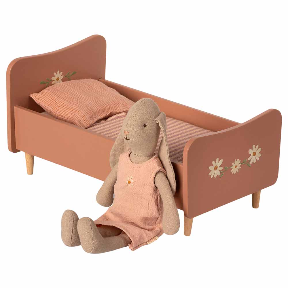 Maileg - Puppenhaus Bett aus Holz Mini rose