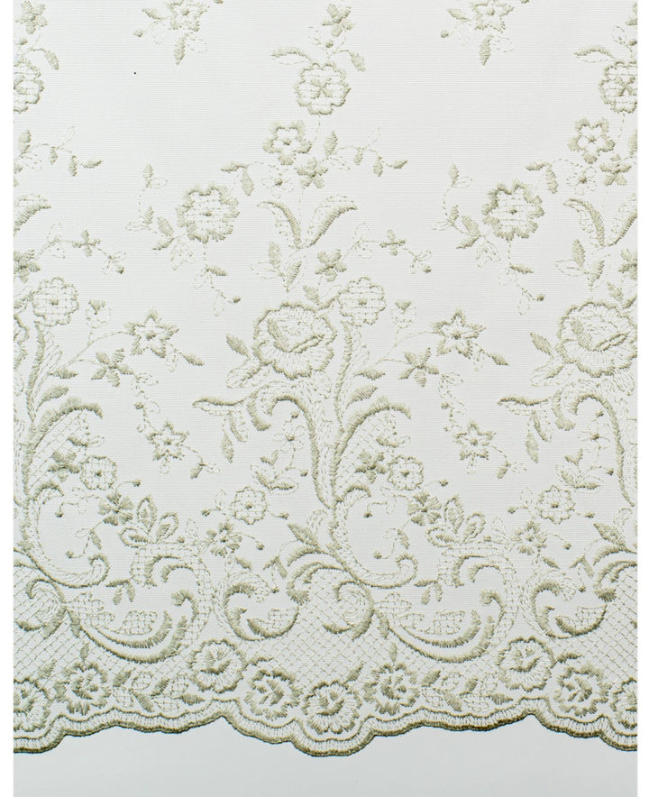 Pimlico – Scheibengardine Lena Off White mit Stickereien 160 x 80 cm
