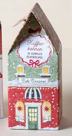 Theodor Maass Winterdorf – gefülltes Weihnachtshäuschen — Kaffeebohnen in Zartbitterschokolade · 100 g