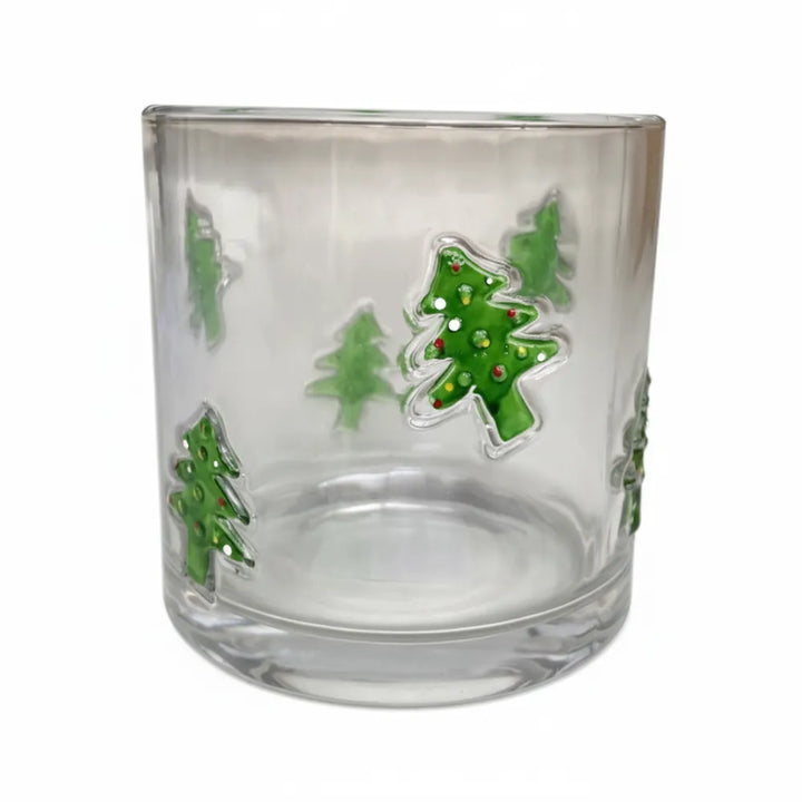 Alsaba Home - Teelichthalter aus Glas mit Tannenbaum-Motiv