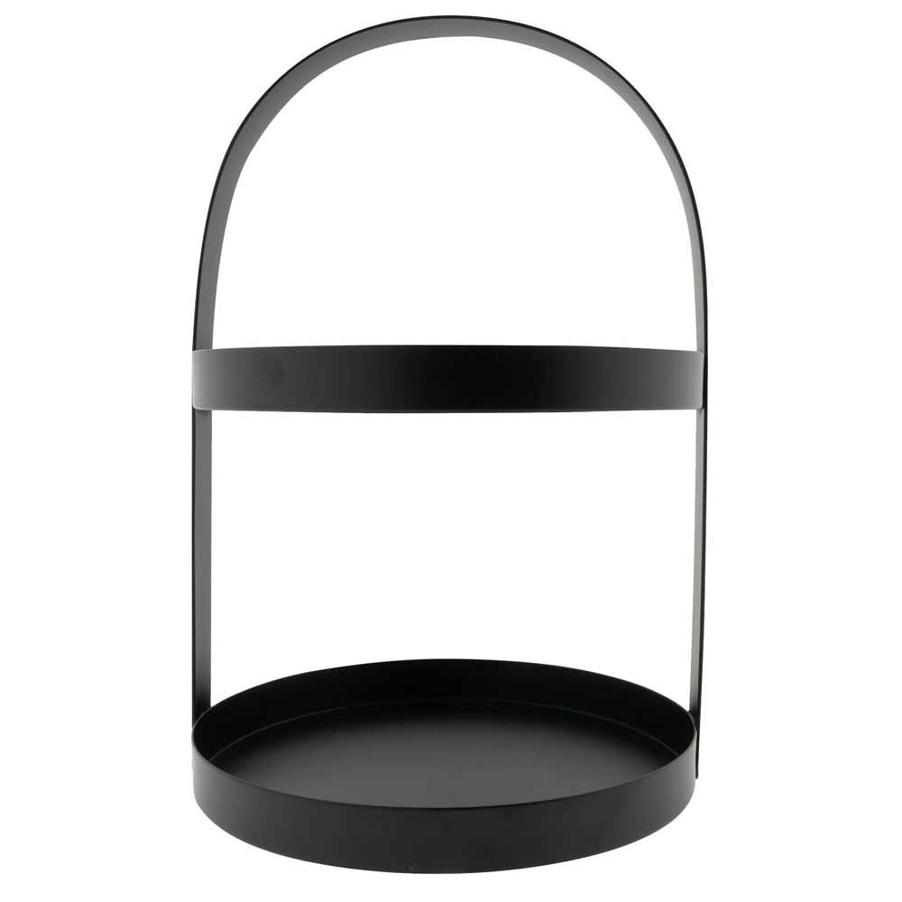 Eine Bastion Collections - Etagere Metall rund mit runder Basis und geschwungenem Griff.