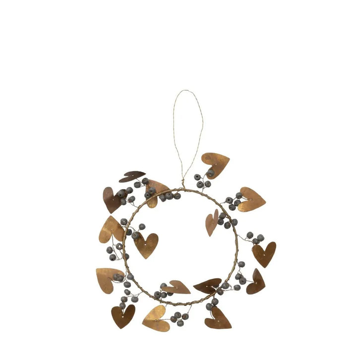 Bastion Collections - Kranz mit Herzen Messing Antik
