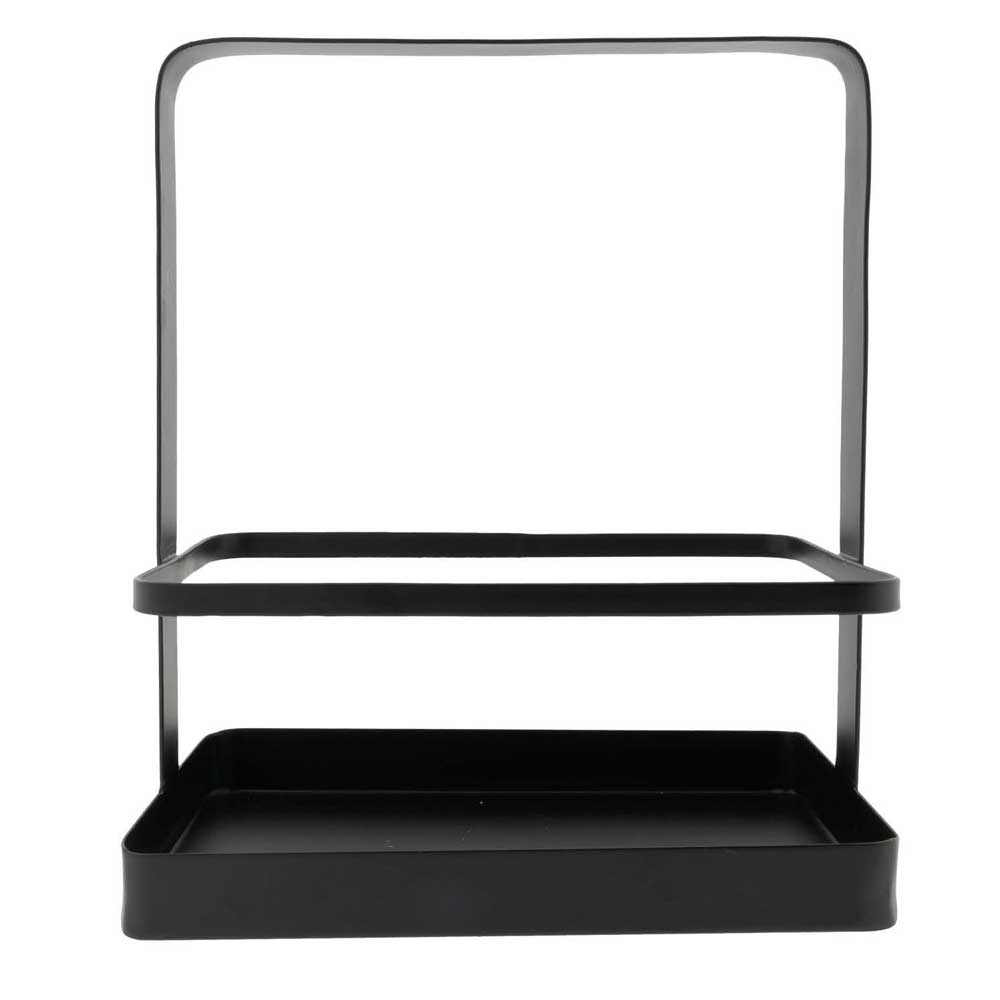 Ein Bastion Collections - Küchen Organizer Metall Schwarz mit rechteckiger Basis und rechteckigem Rahmengriff.