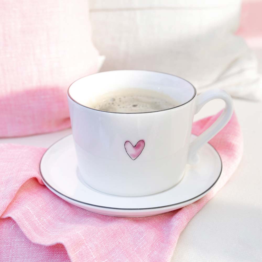 Bastion Collections Tasse Rosa Herz – 300 ml Keramik – Alsaba