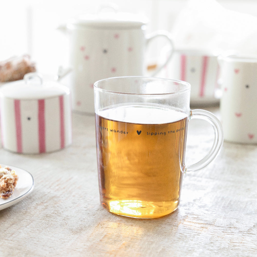 Bastion Collections - Teekanne mit Herz-Muster Rosa Keramik