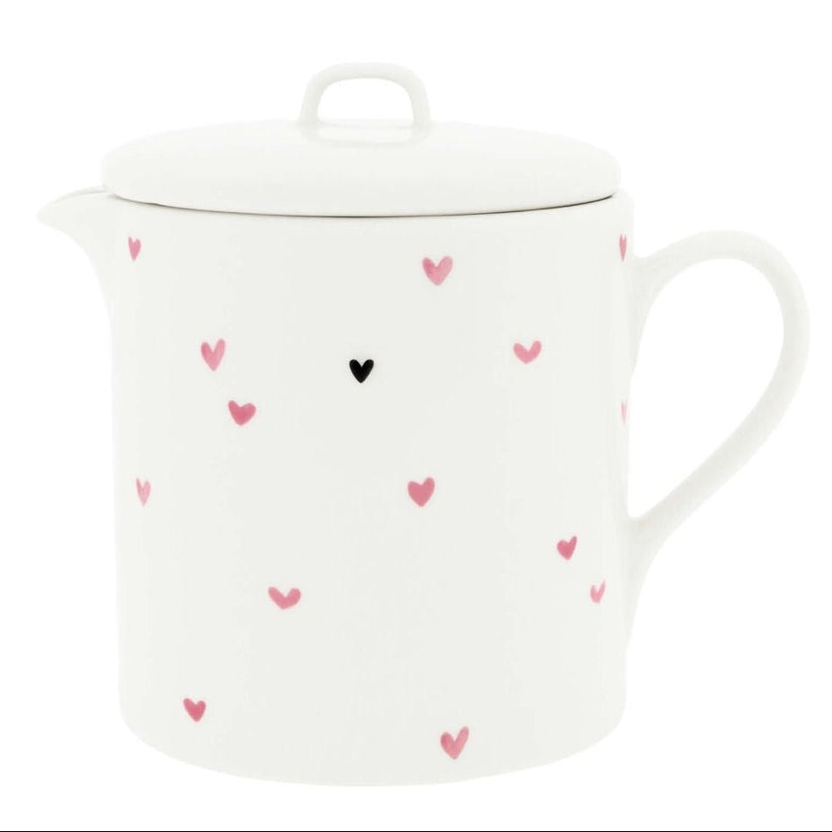 Bastion Collections - Teekanne mit Herz-Muster Rosa Keramik