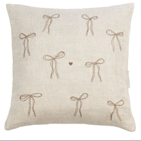 Bastion Collections – Kissenhülle 50×50 cm – Natur / mit Schleifen – 100 % Leinen