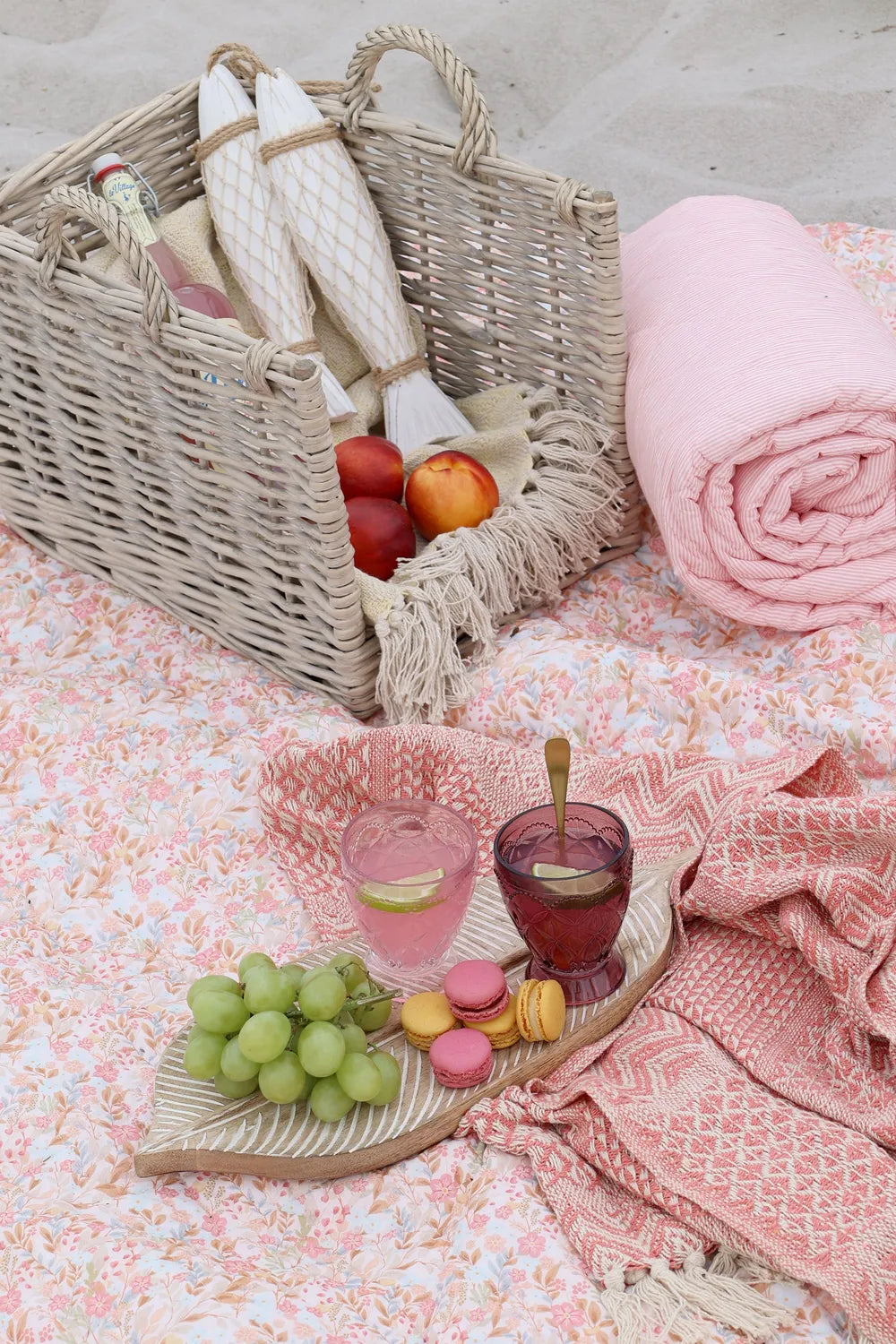 Chic Antique - Baumwoll-Quilt Rosa und Sky Blue