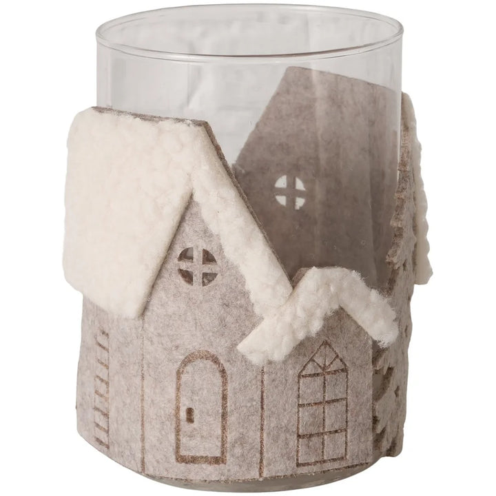 Boltze - Windlicht mit Hauslandschaft aus Filz