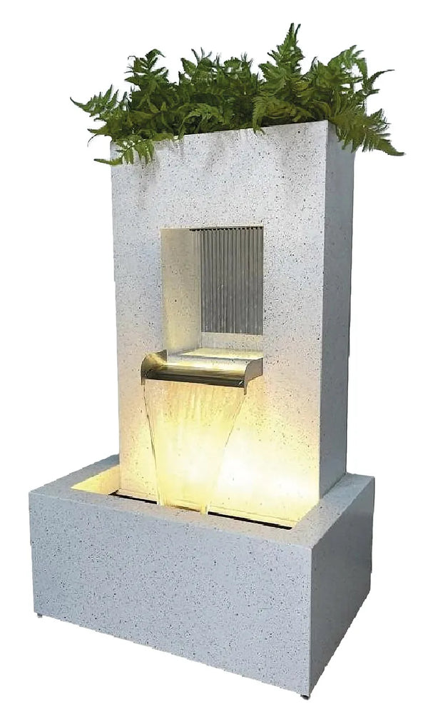 Gilde - Brunnen Gocta rechteckig mit LED und Pflanzgefäß
