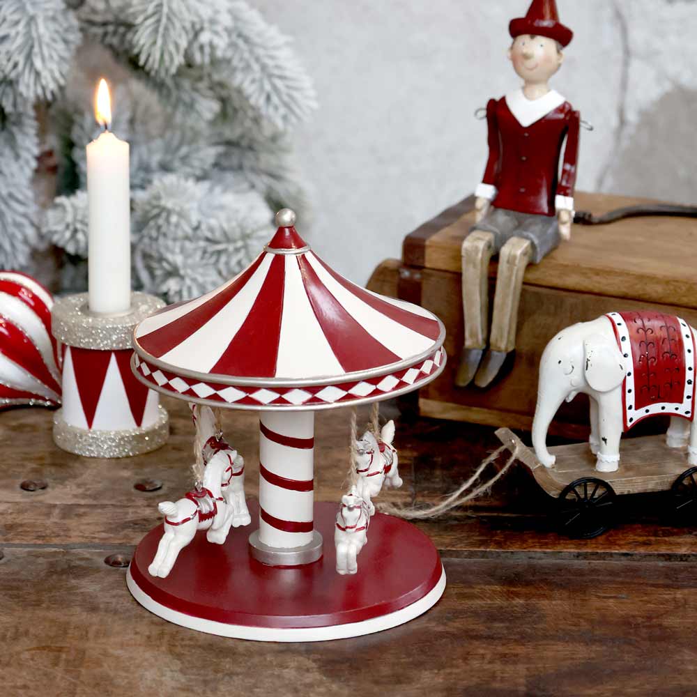 Nostalgische Weihnachtsdeko Karussell Zirkuselefant Trommel