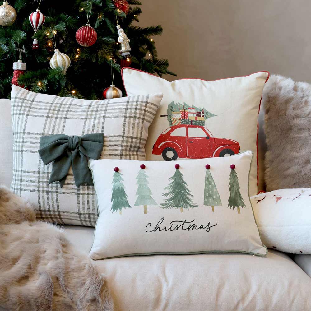 Kissenbezug Weihnachtsauto Leinen