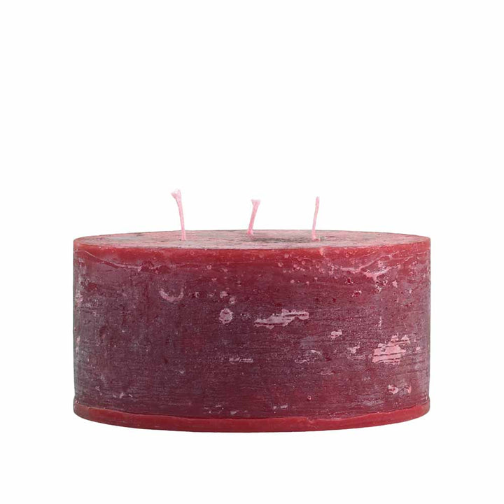 Chic Antique - Macon Stumpenkerze rustikale 15 cm Durchmesser 3 Docht rot