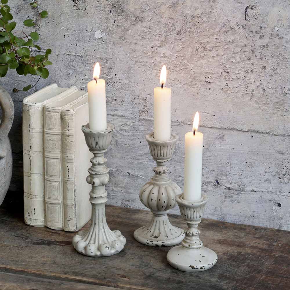 Shabby Chic Kerzenständer antikgrau – Chic Antique – Alsaba