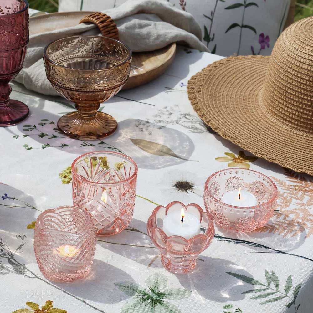 Teelichthalter Glas Rosa Vintage – Chic Antique – Alsaba