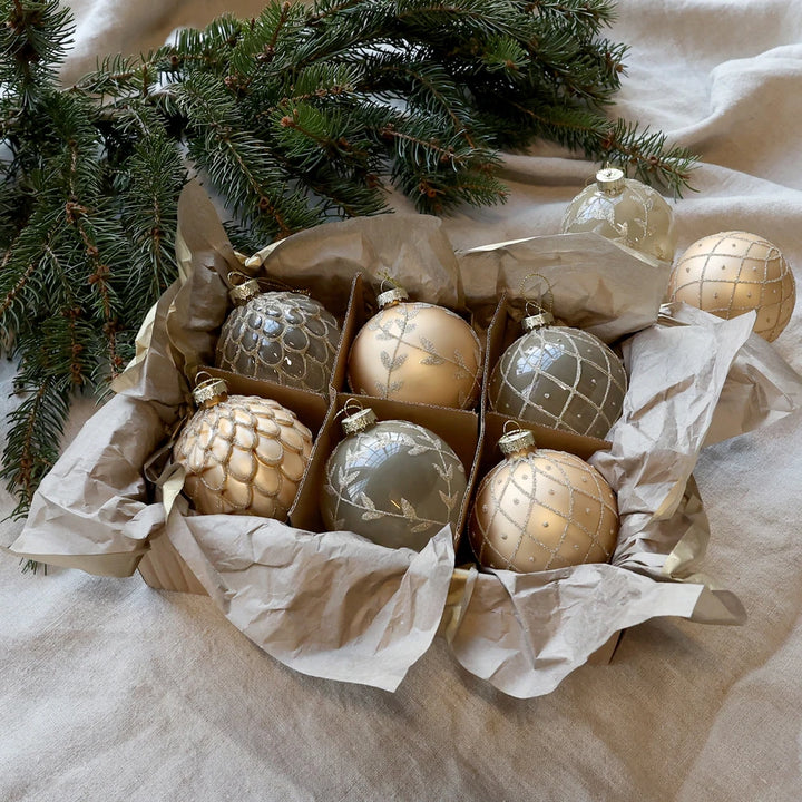 Chic Antique - Weihnachtskugel in einer Schachtel Set von 6 champagner