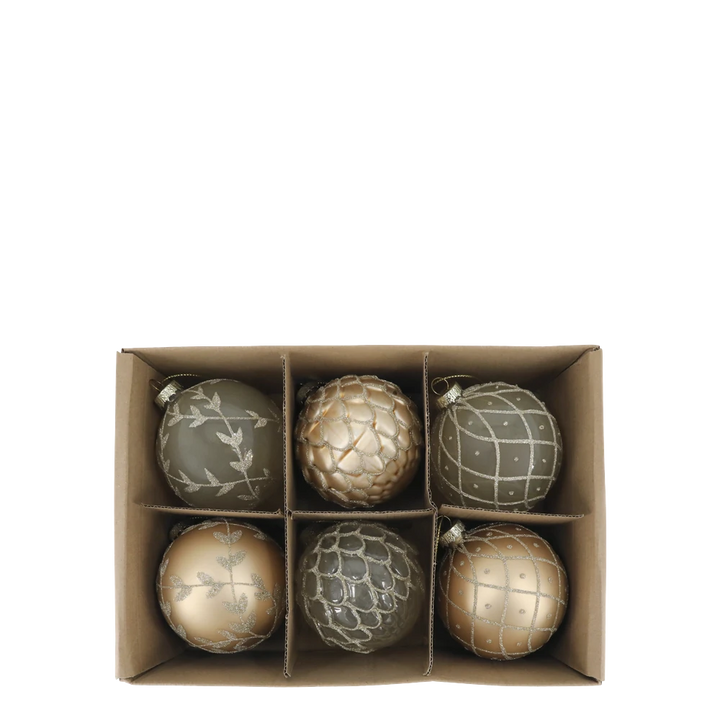 Chic Antique - Weihnachtskugel in einer Schachtel Set von 6 champagner