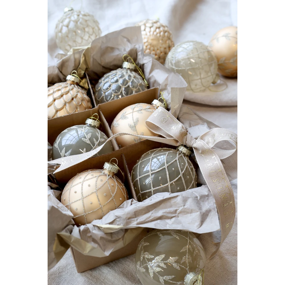 Chic Antique - Weihnachtskugel in einer Schachtel Set von 6 champagner