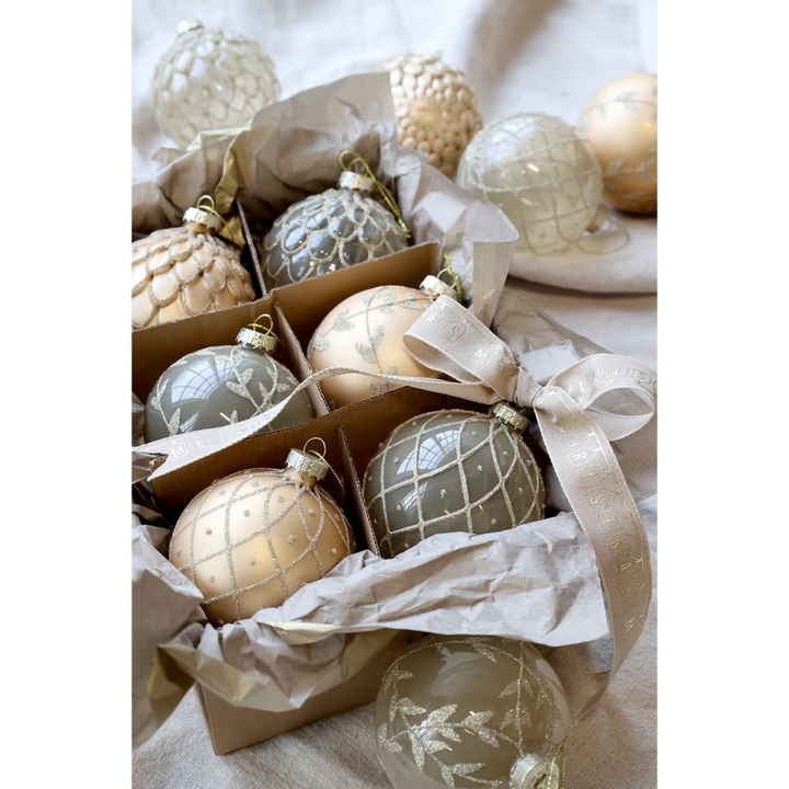 Chic Antique - Weihnachtskugel in einer Schachtel Set von 6 champagner