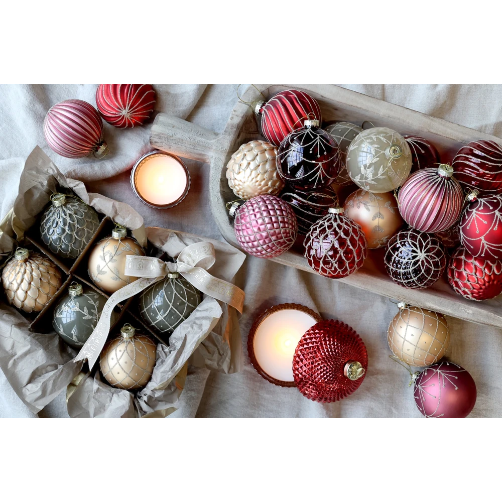 Chic Antique - Weihnachtskugel in einer Schachtel Set von 6 champagner