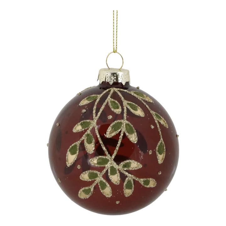 Chic Antique - Weihnachtskugel mit Blätter cherry