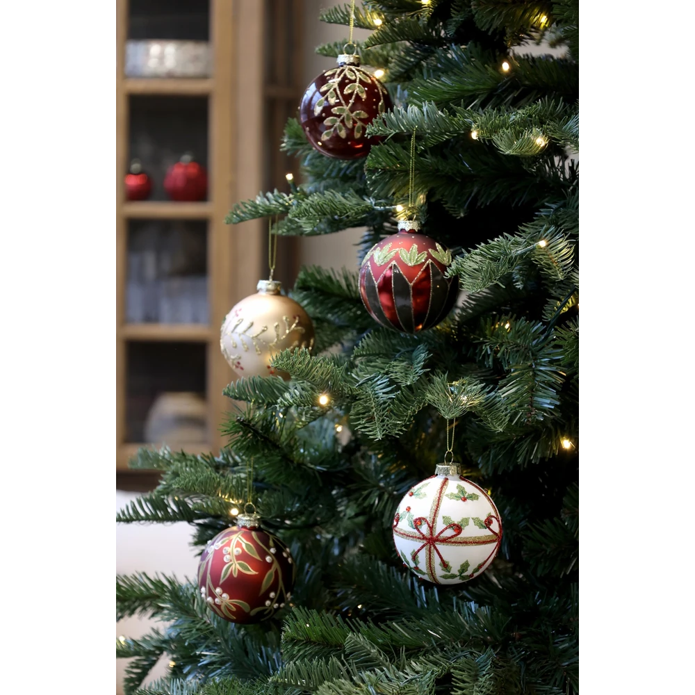 Chic Antique - Weihnachtskugel mit Blätter cherry