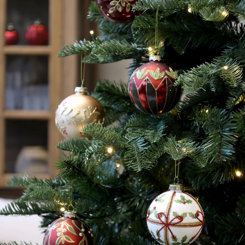 Chic Antique - Weihnachtskugel mit Schleife creme