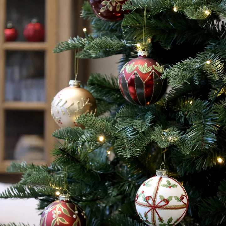 Chic Antique - Weihnachtskugel mit Schleife creme