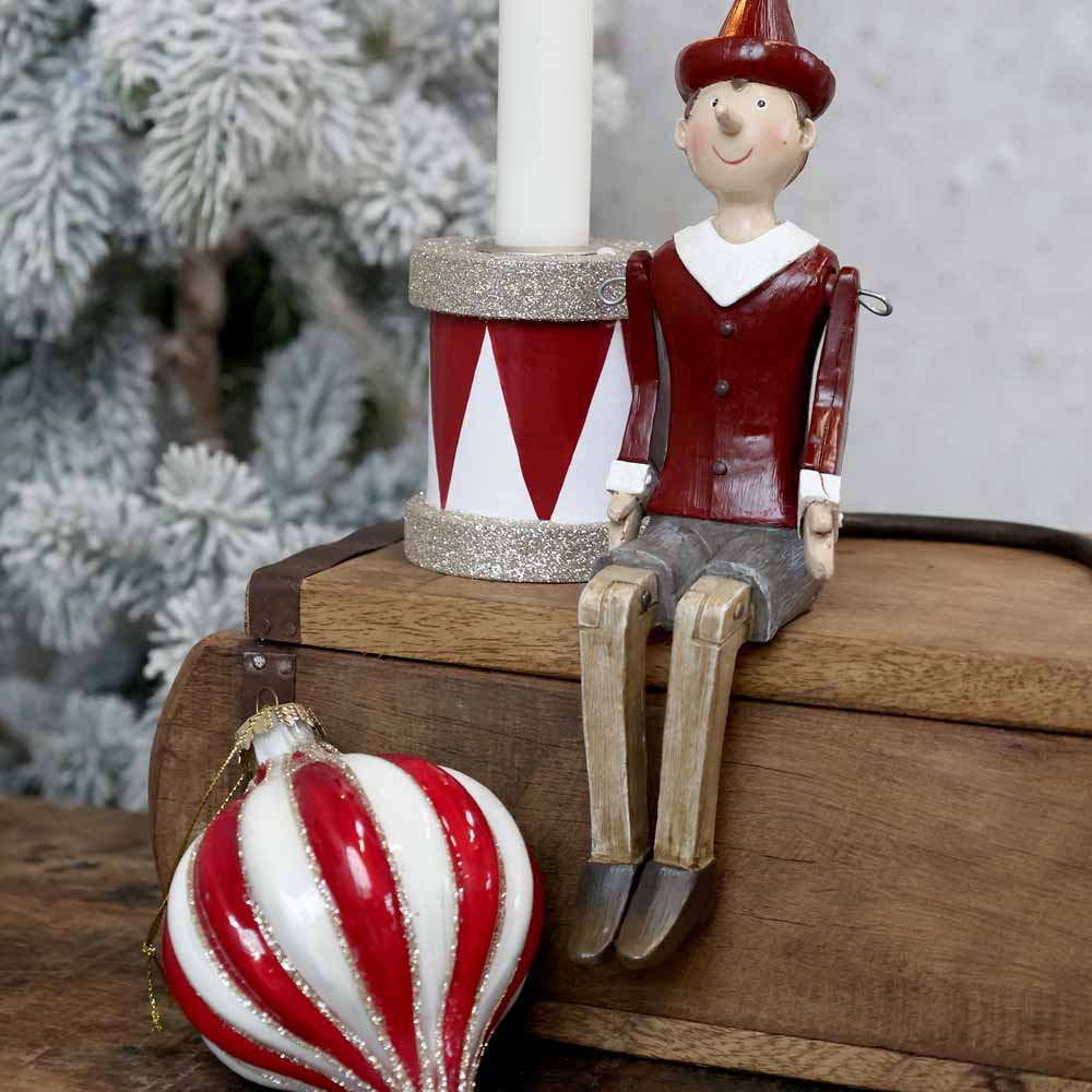 Weihnachtskugel rotweiß gestreift mit Glitzer 🎄 Chic Antique Alsaba