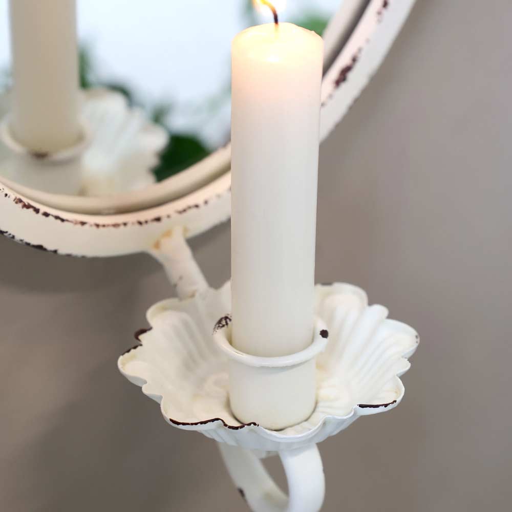 Chic Antique Spiegel mit Kerzenhalter – Vintage Charme – Alsaba