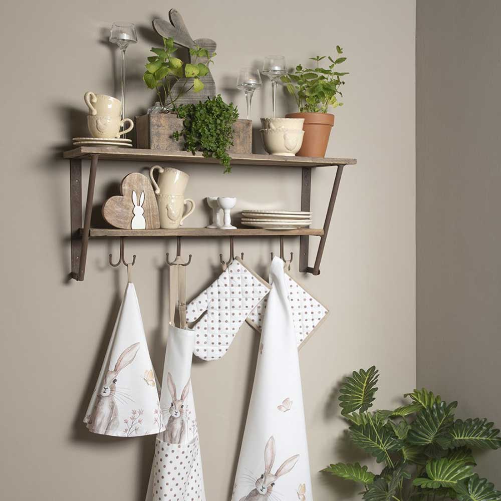 Clayre & Eef Geschirrtuch Hase beige