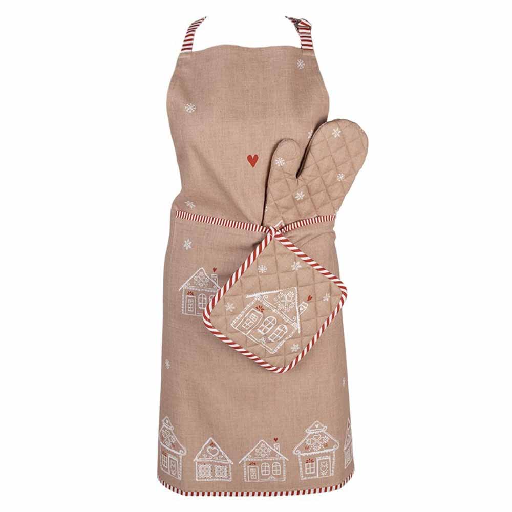 Weihnachtliche Küchenschürze mit Lebkuchenhaus-Motiv – Alsaba