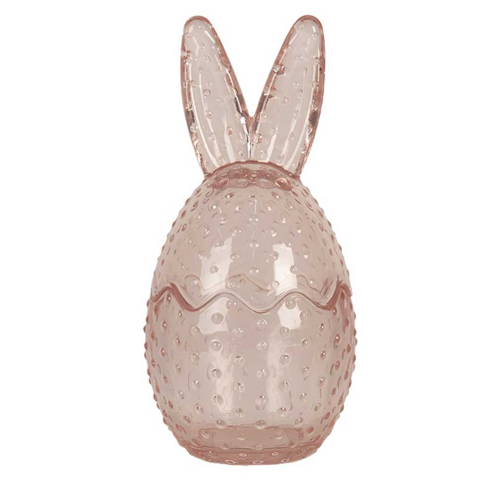 Eine Clayre & Eef - Osterhase Glas Bonbonnière auf weißem Hintergrund.