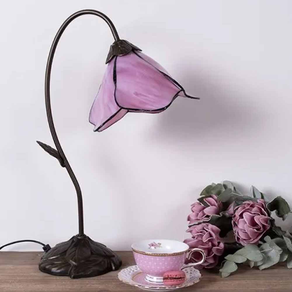 Clayre & Eef - Tiffany Tischlampe Flower rosa