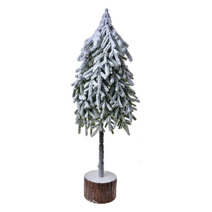 Clayre & Eef - Schneebedeckter Weihnachtsbaum auf Holzsockel.