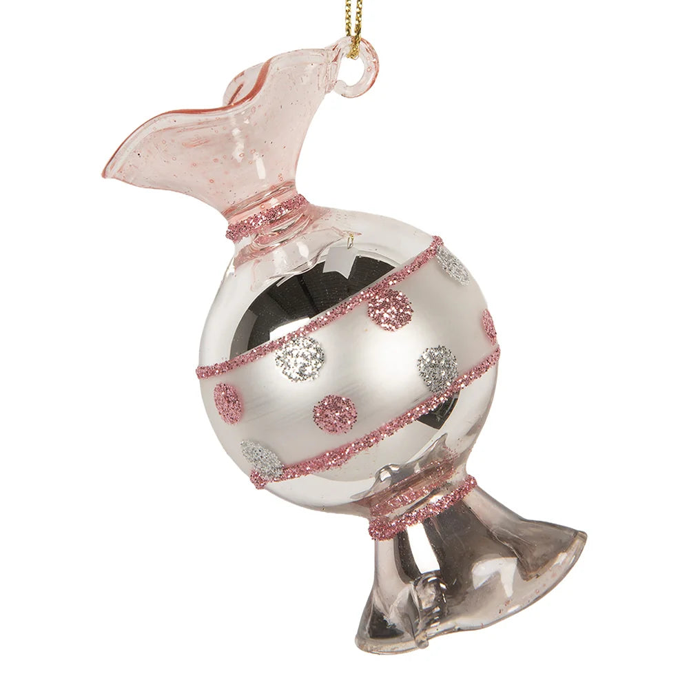 Clayre & Eef - Weihnachtskugel Candy Bonbon rosa